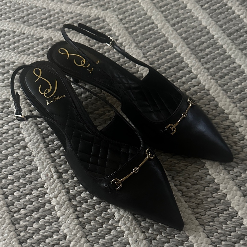 Sam Edelman Black Pointed Slingback Heels